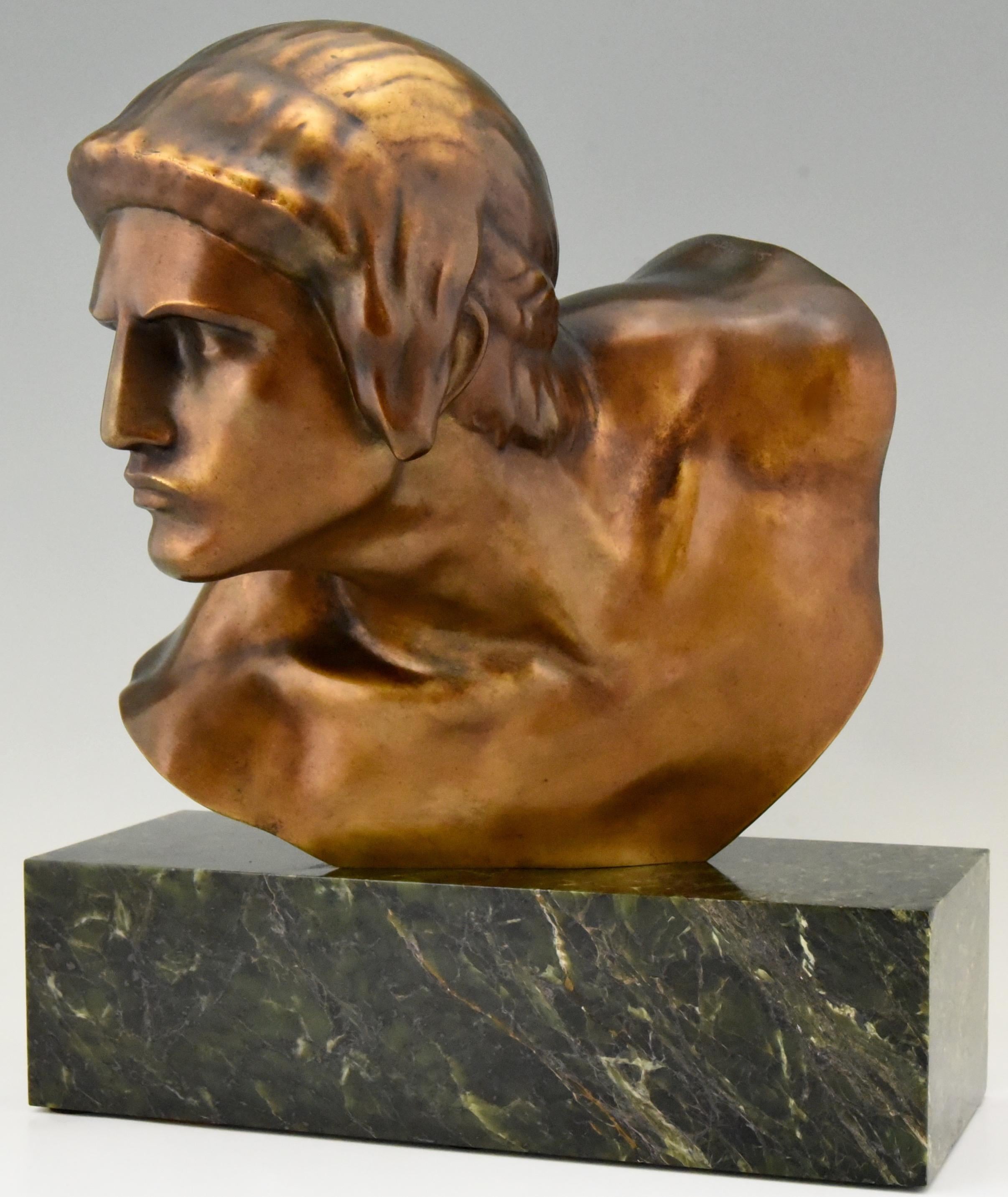 Art Deco Bronze Bust of Achilles Constant Roux Susse Freres Foundry France, 1920 1