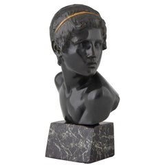Art Deco Bronze Bust of the Young Achilles Constant Roux France, 1920