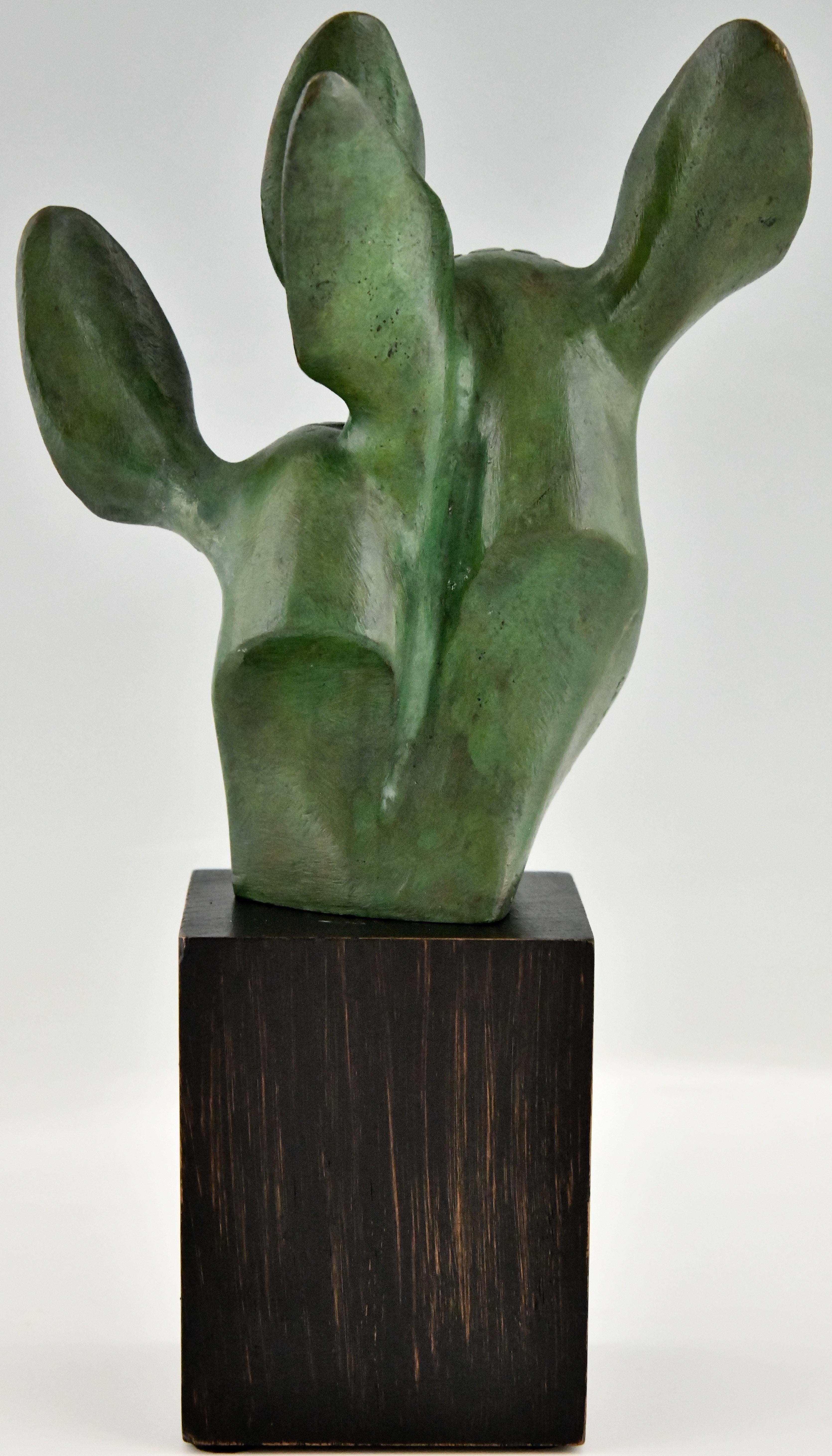 Mid-20th Century Art Deco Bronze Bust of Two Deer Signed by Georges H. Laurent France 1930