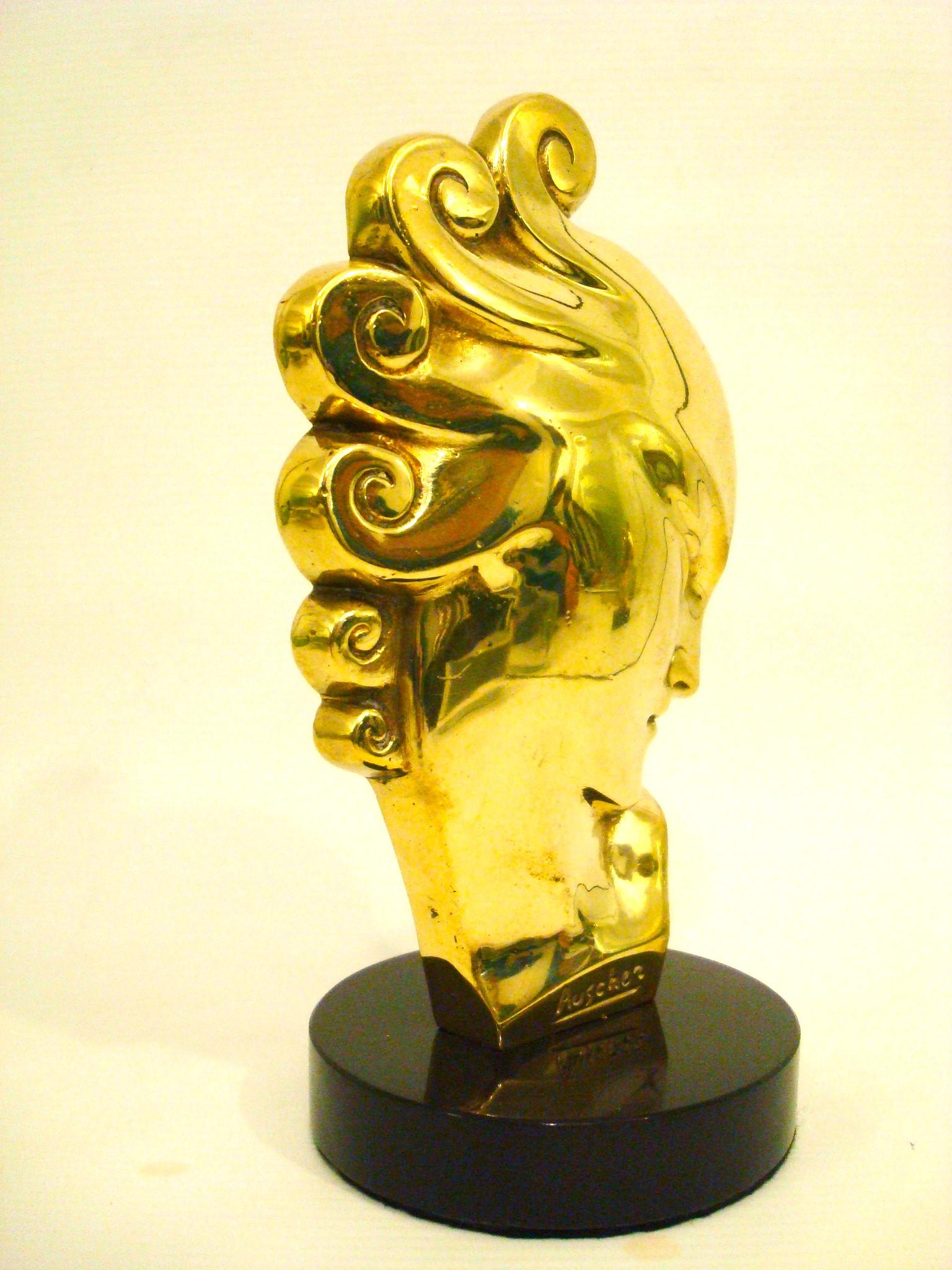 Argentato Scultura in bronzo Art Deco di un busto di donna / Francia, 1930 in vendita