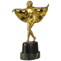 Art Deco Bronze "Butterfly Dancer" by Otto Poertzel