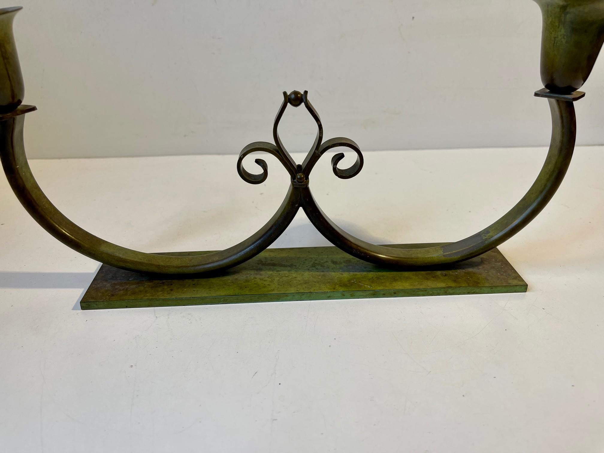 Candelabro in bronzo Art Déco di Lyfa, anni '30 In condizioni buone in vendita a Esbjerg, DK