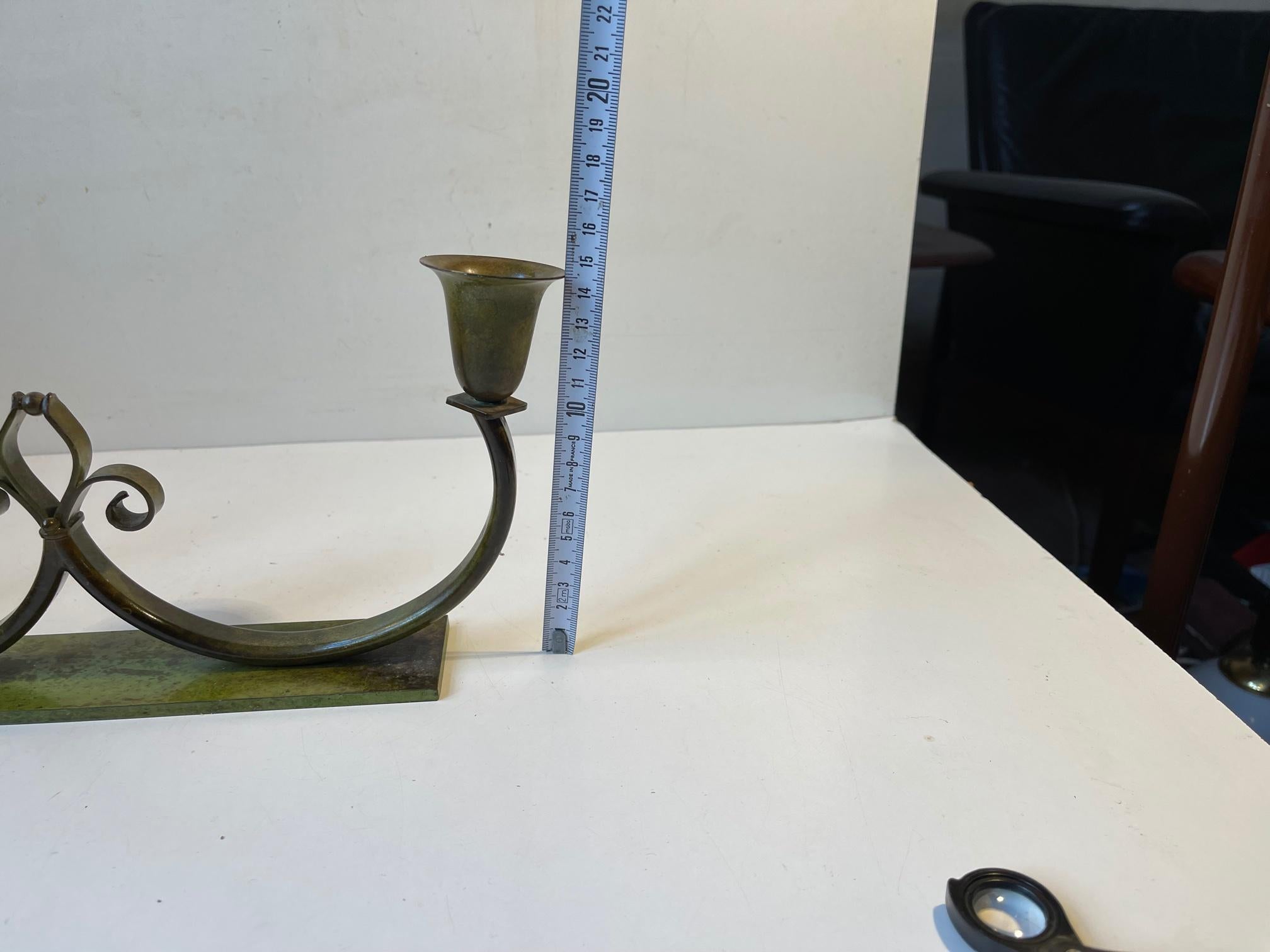 Candelabro in bronzo Art Déco di Lyfa, anni '30 in vendita 1