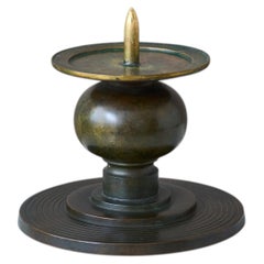 Art Deco Bronze Candlestick by GAB Guldsmedsaktiebolaget, Sweden, 1930s.