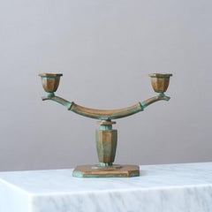 Art Deco Bronze Candlestick by Sune Backstrom, Sweden, 1920s.