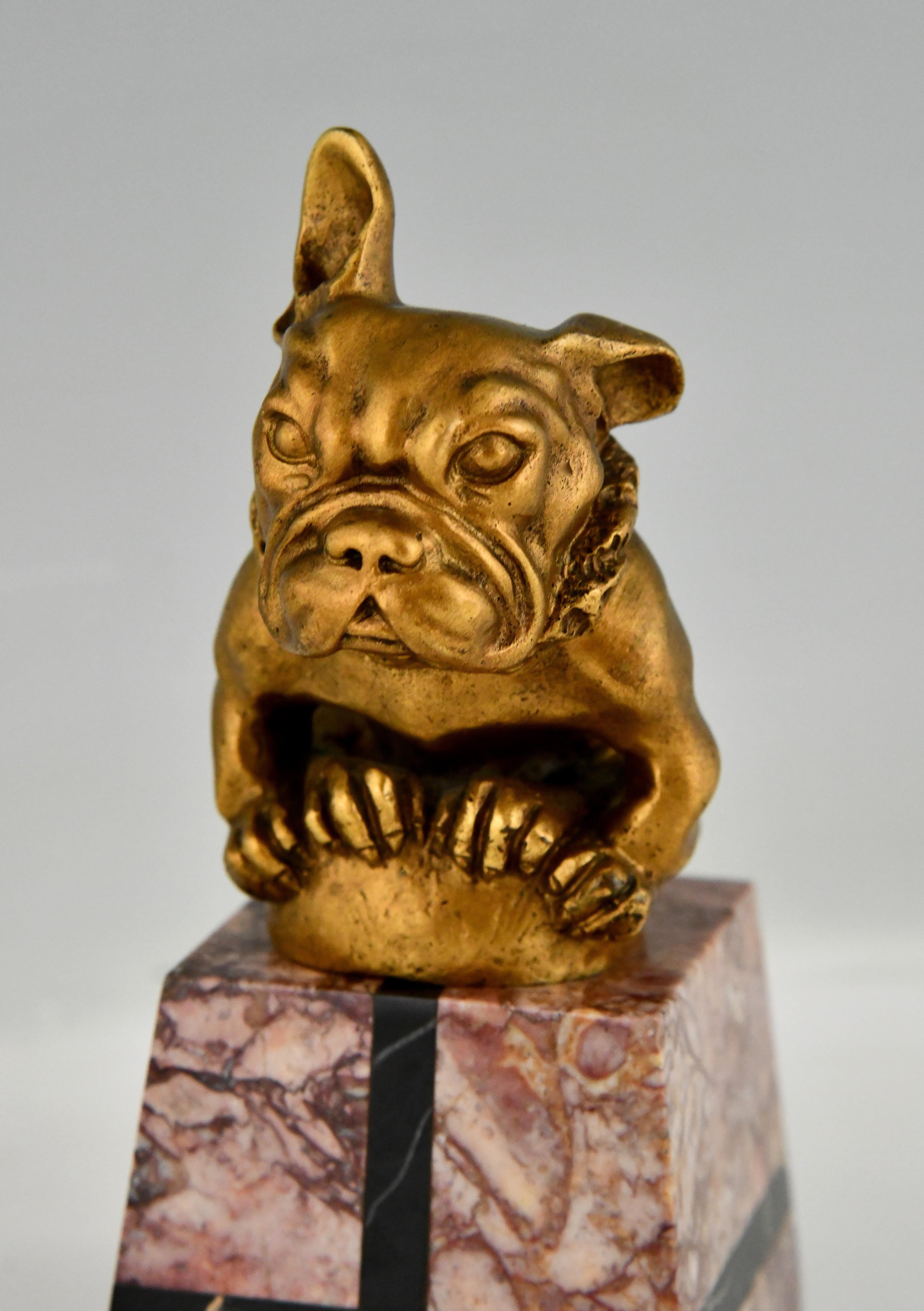 Art Deco Bronze Car Mascot French Bulldog Signed by Gaston H. Bourcart, 1925 For Sale 1