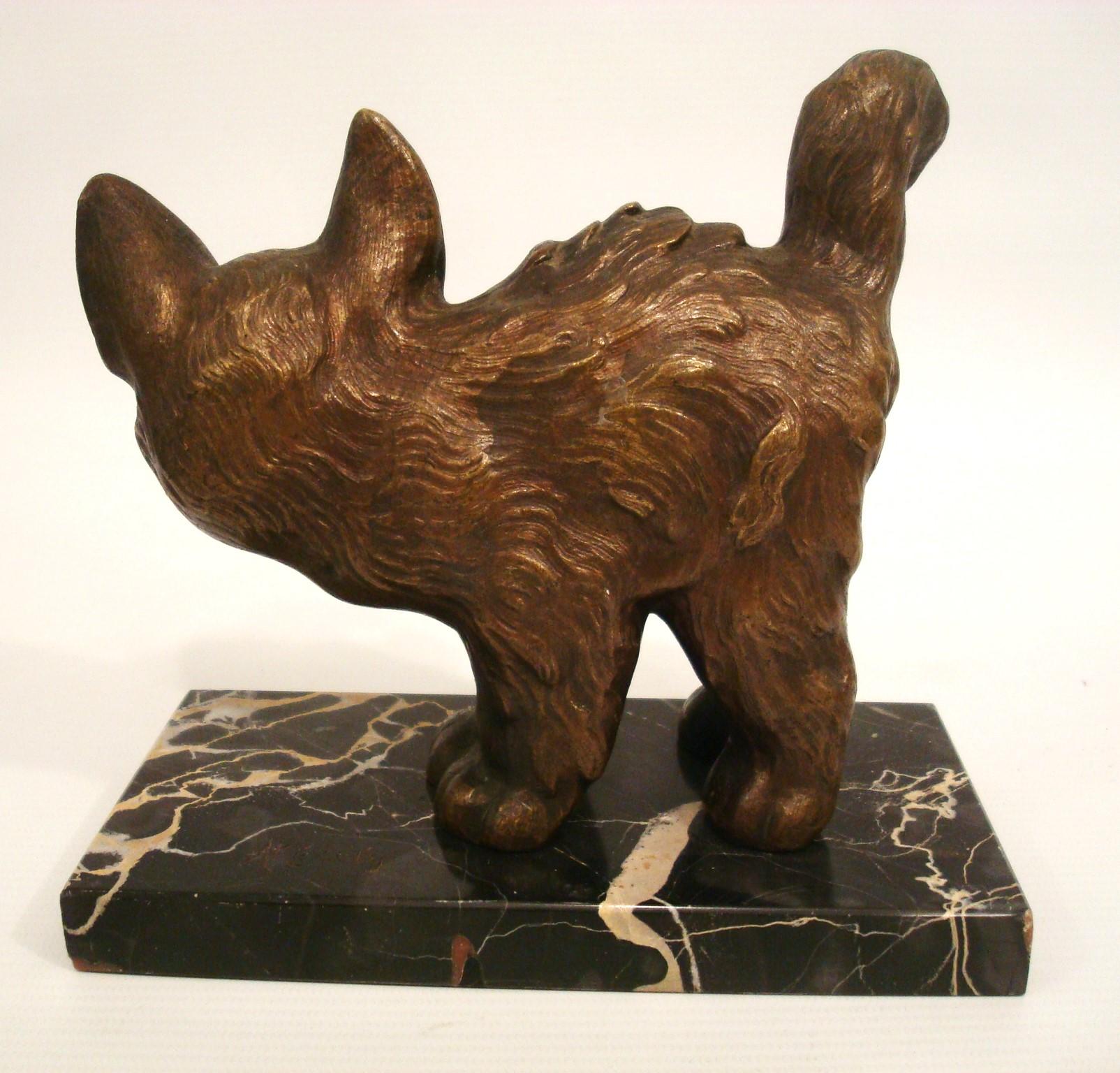 Serre-livres Art Déco en bronze pour chat par Alexandre Kéléty. France 1925 en vente 4