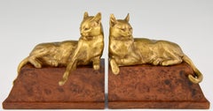 Art Deco Bronze Cat Bookends by Louis Riche