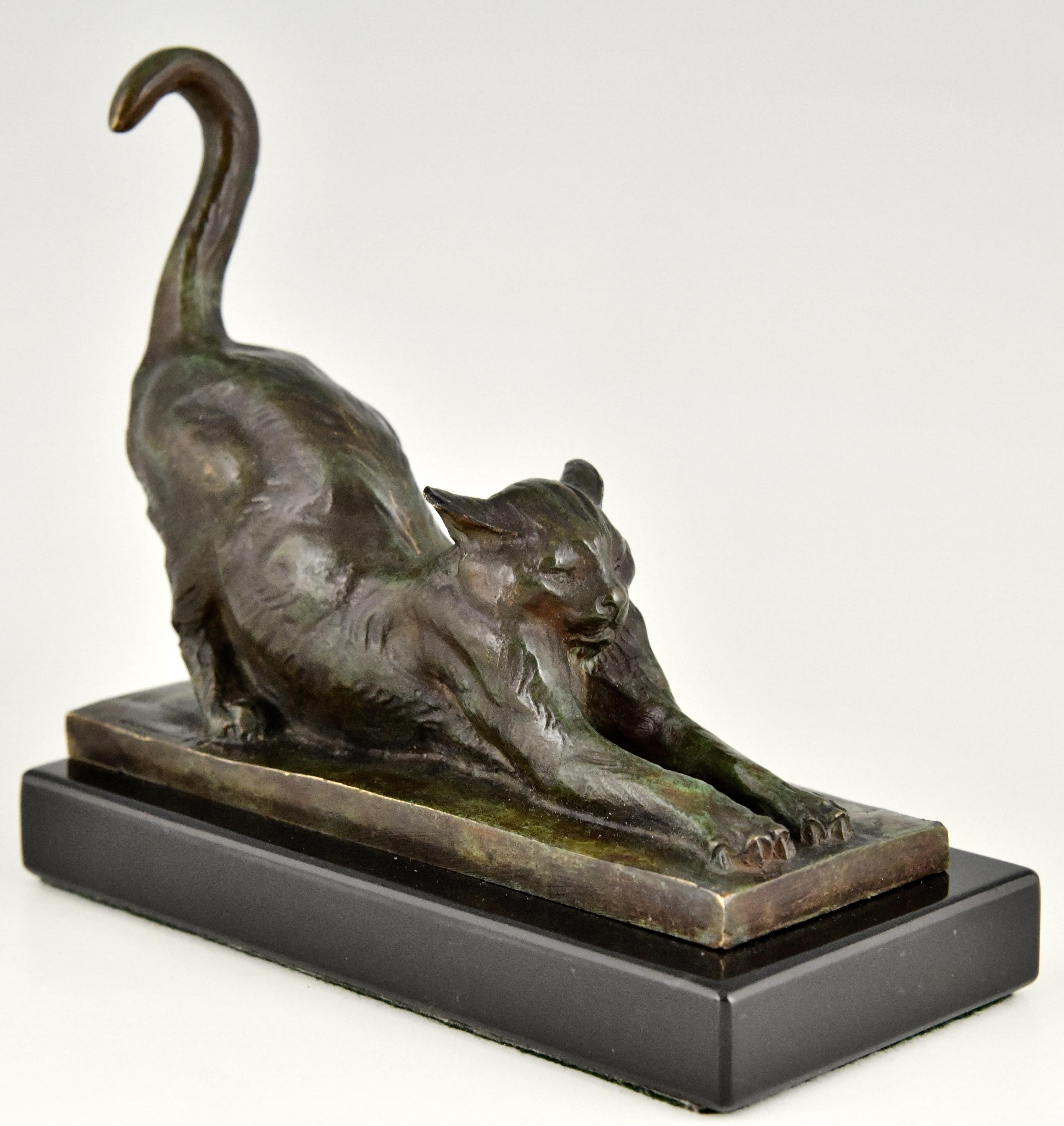 Art Deco Bronze Cat Bookends by Louis Riche, France, 1920 1