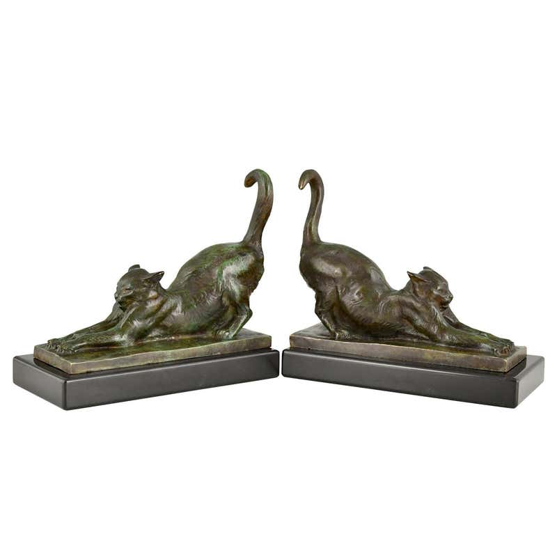 Art Deco Bronze Sculpture of a Cat by Gra Rueb at 1stDibs