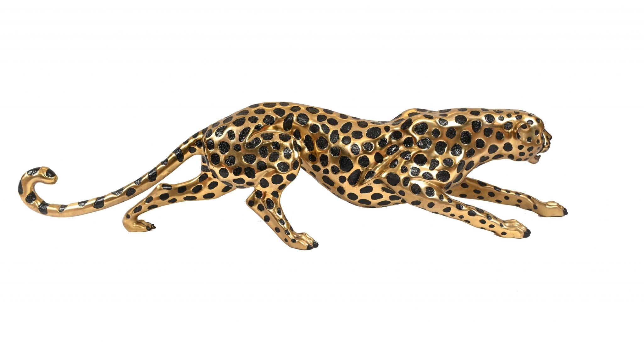 Gorgeous bronze casting of a large leopard in the Art Deco style
Good Size at almost four feet in length
Casting is superb, look at how the creatures spots have been rendered in black
Artist has really captured the beauty and poise to the