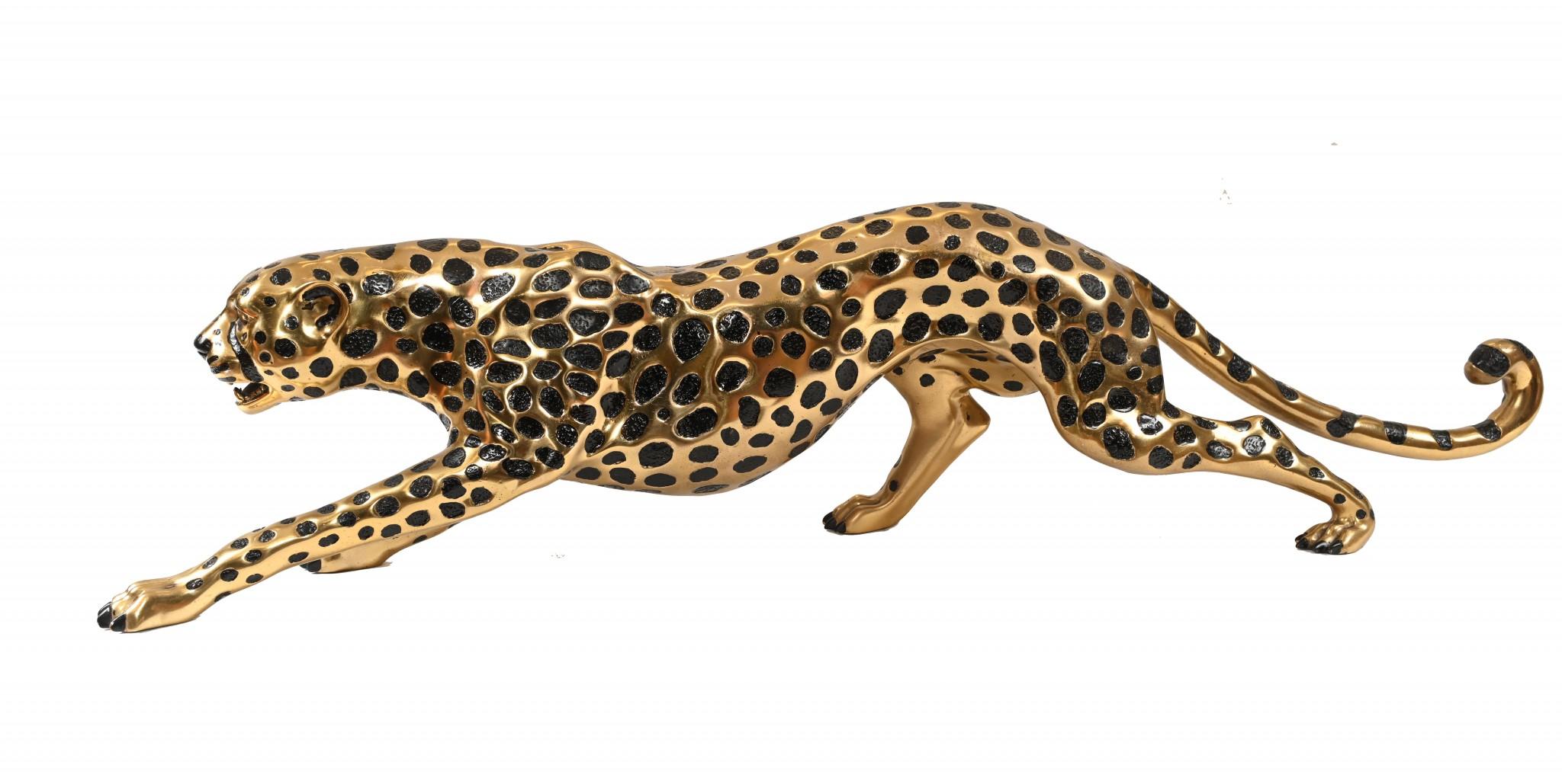 Late 20th Century Art Deco Bronze Cat Panther Leopard Cheetah Casting