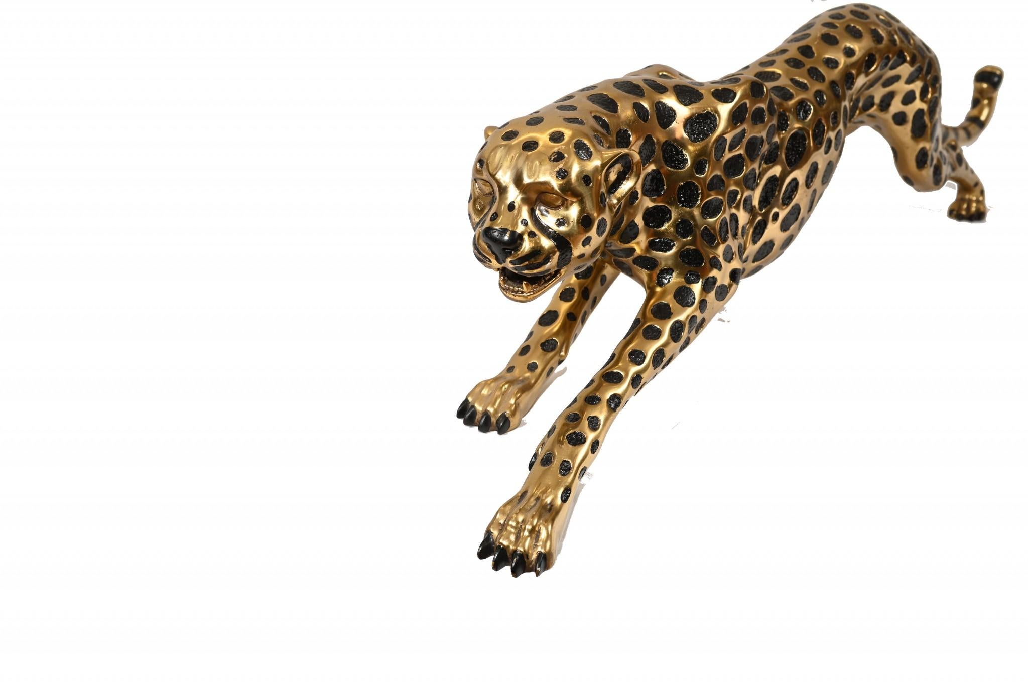 Late 20th Century Art Deco Bronze Cat Panther Leopard Cheetah Casting