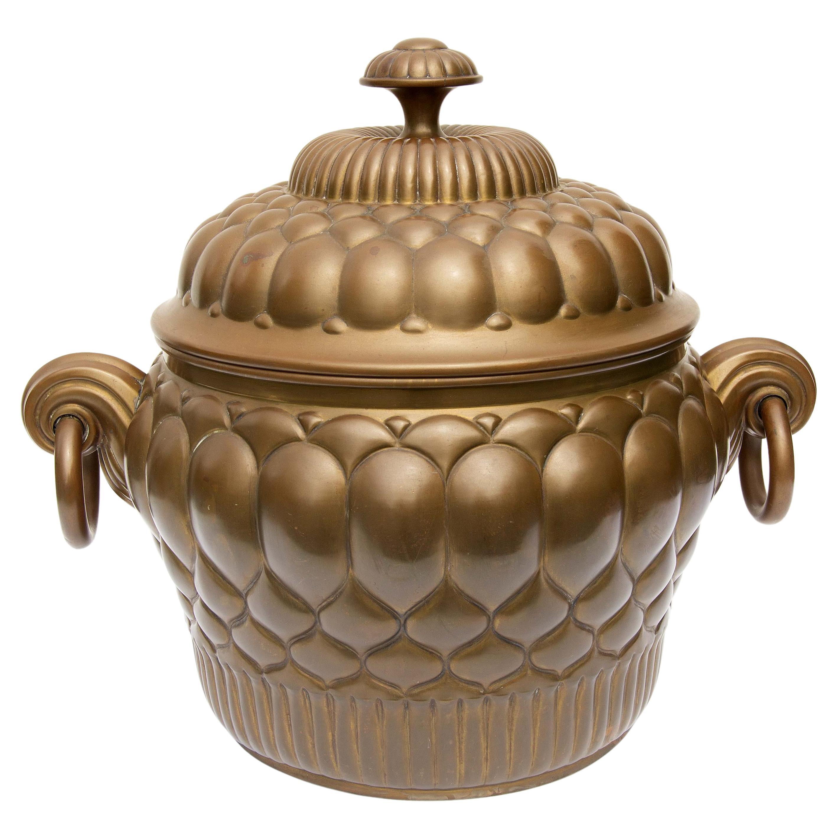 Art Deco Bronze Center Piece Covered Urn For Sale
