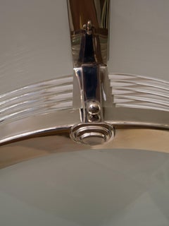 Art Deco Brass & Glass Chandelier by Sofar, Hand-Crafted in France