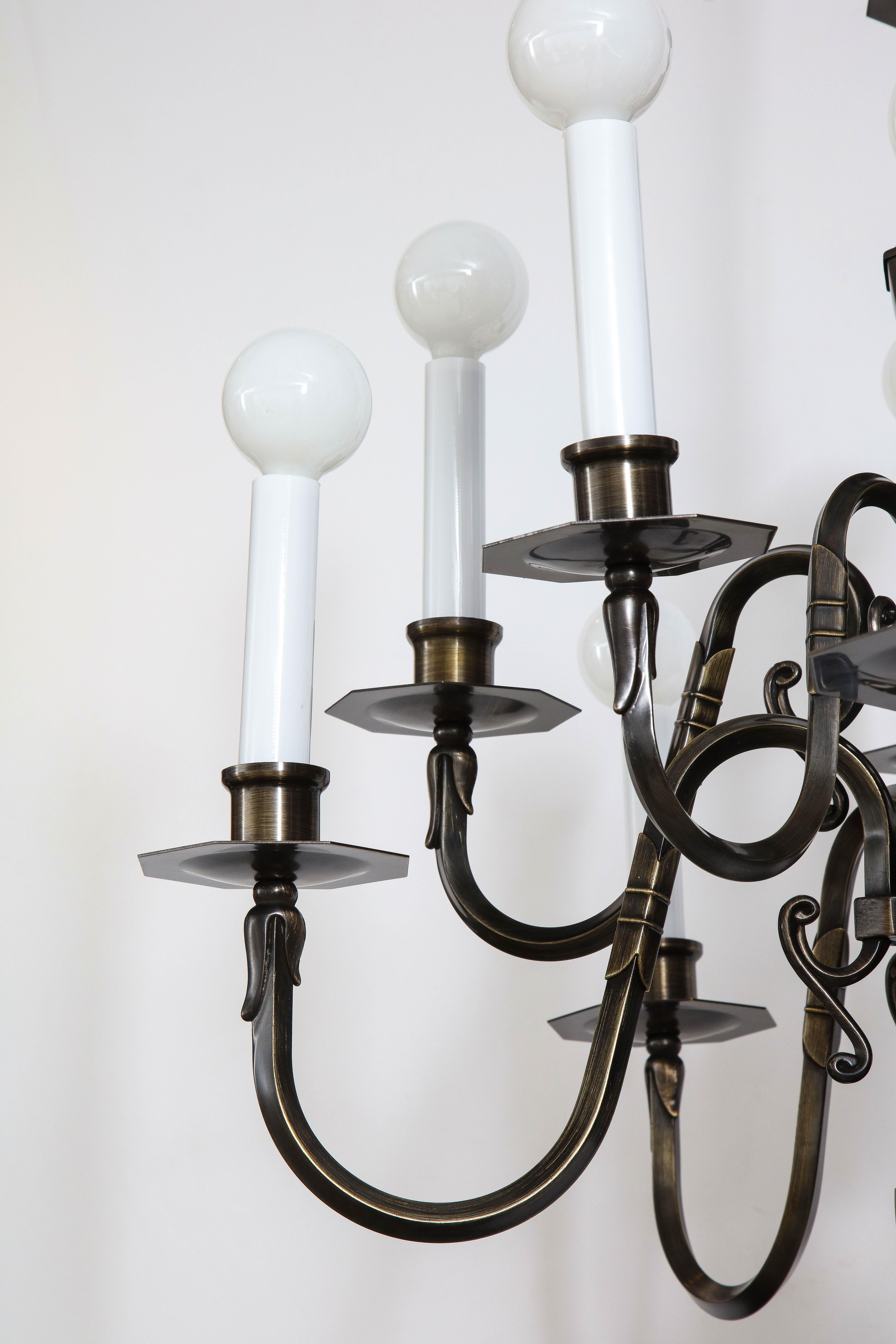 Art Deco Bronze Chandelier In Good Condition For Sale In New York, NY