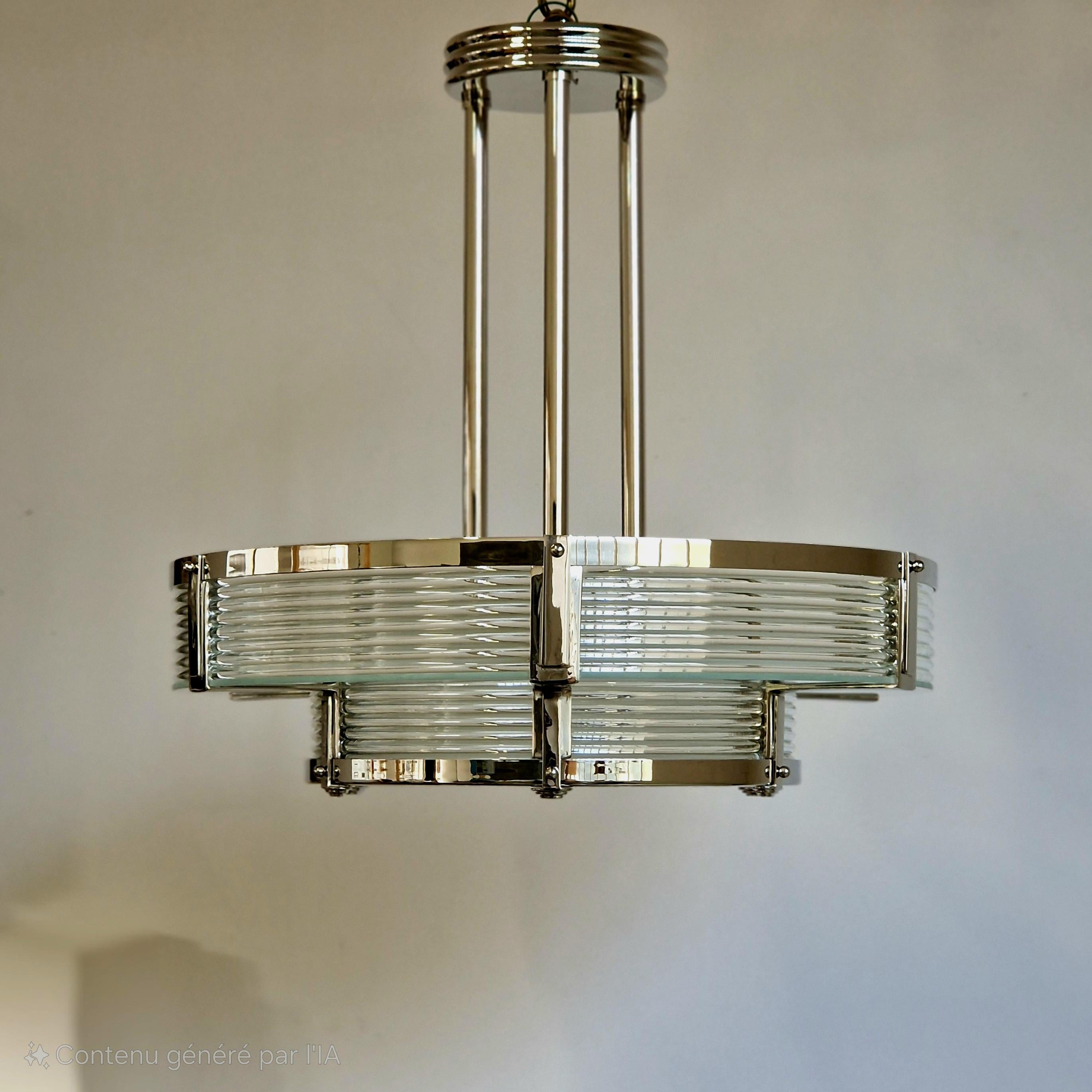 Art Deco Bronze Kronleuchter im Angebot 1