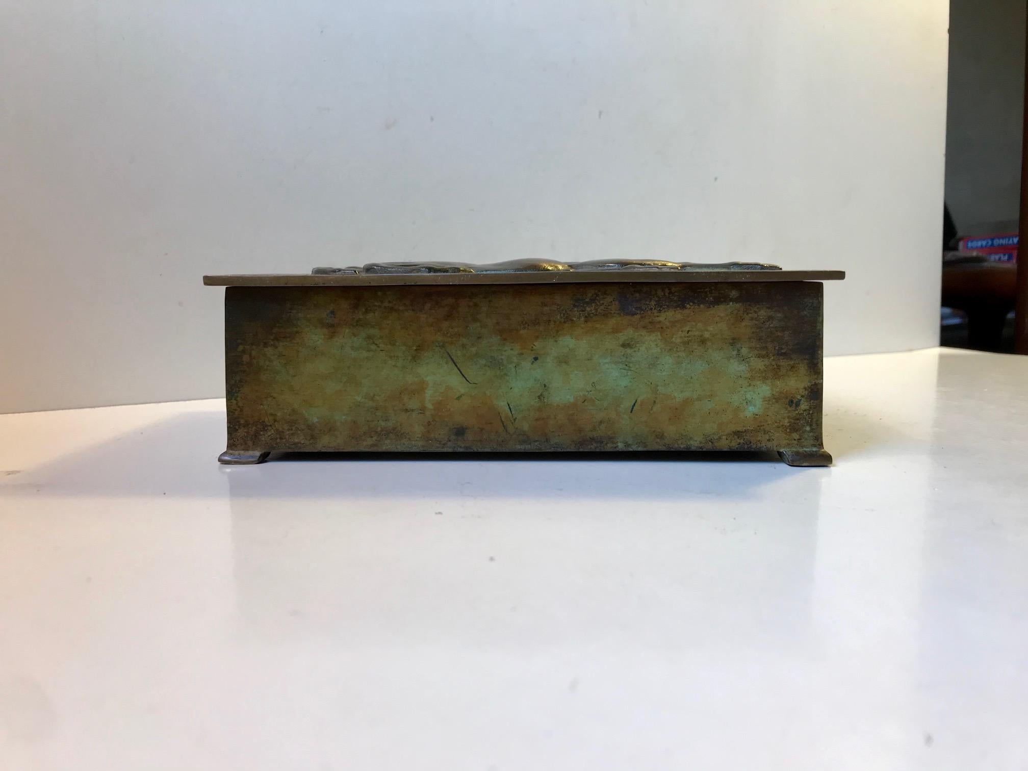 Art Deco Bronze Cigar Box with Stallion, Denmark, 1930s 3