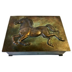 Scatola per sigari Art Deco in bronzo con stallone, Danimarca, anni '30