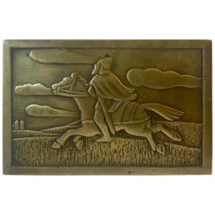 Vintage Art Deco Bronze Cigarette Box with Soldier by N. Dam Ravn, Denmark, 1930s