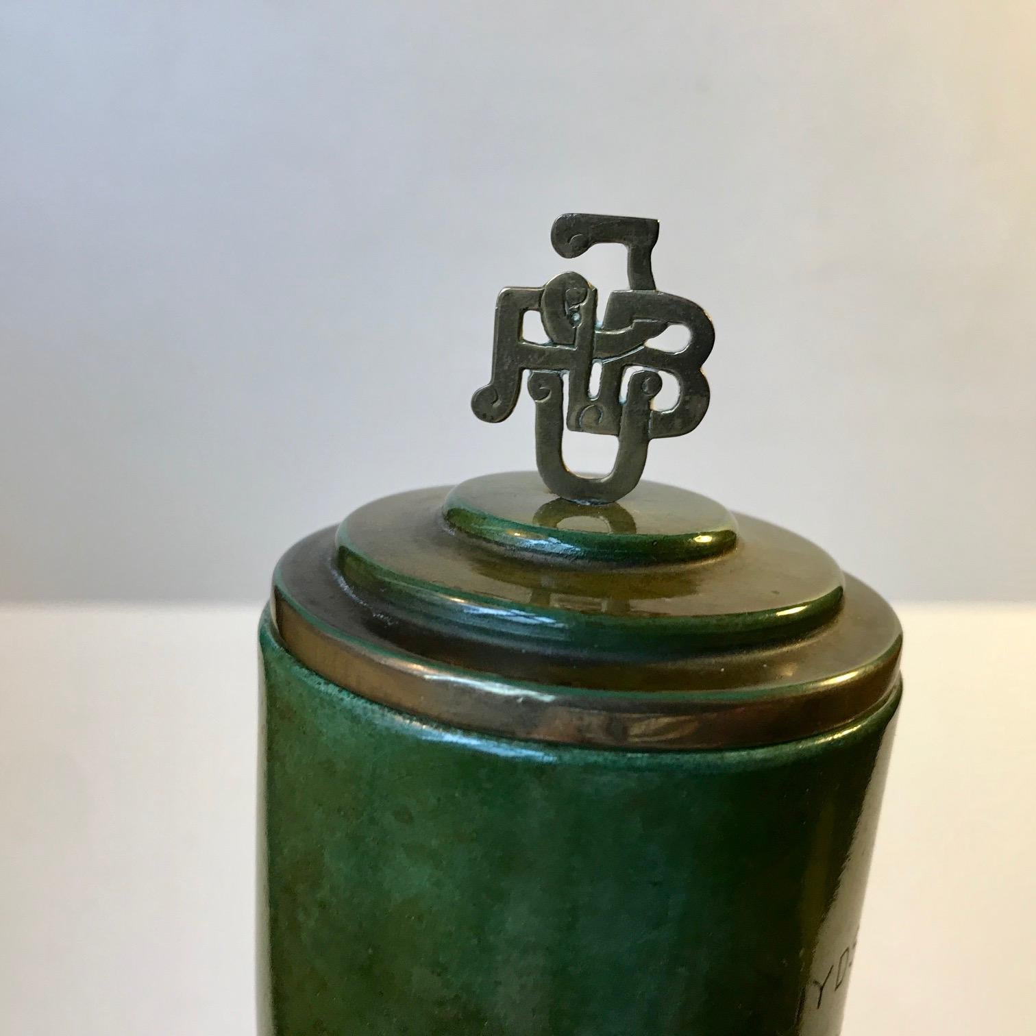 Mid-20th Century Art Deco Bronze Cigarette Jar by Ildfast, Denmark, 1940s