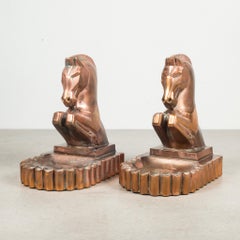 Art Deco Bronze/Copper-Plated Trojan Horse Bookends by Champion Products c.1930