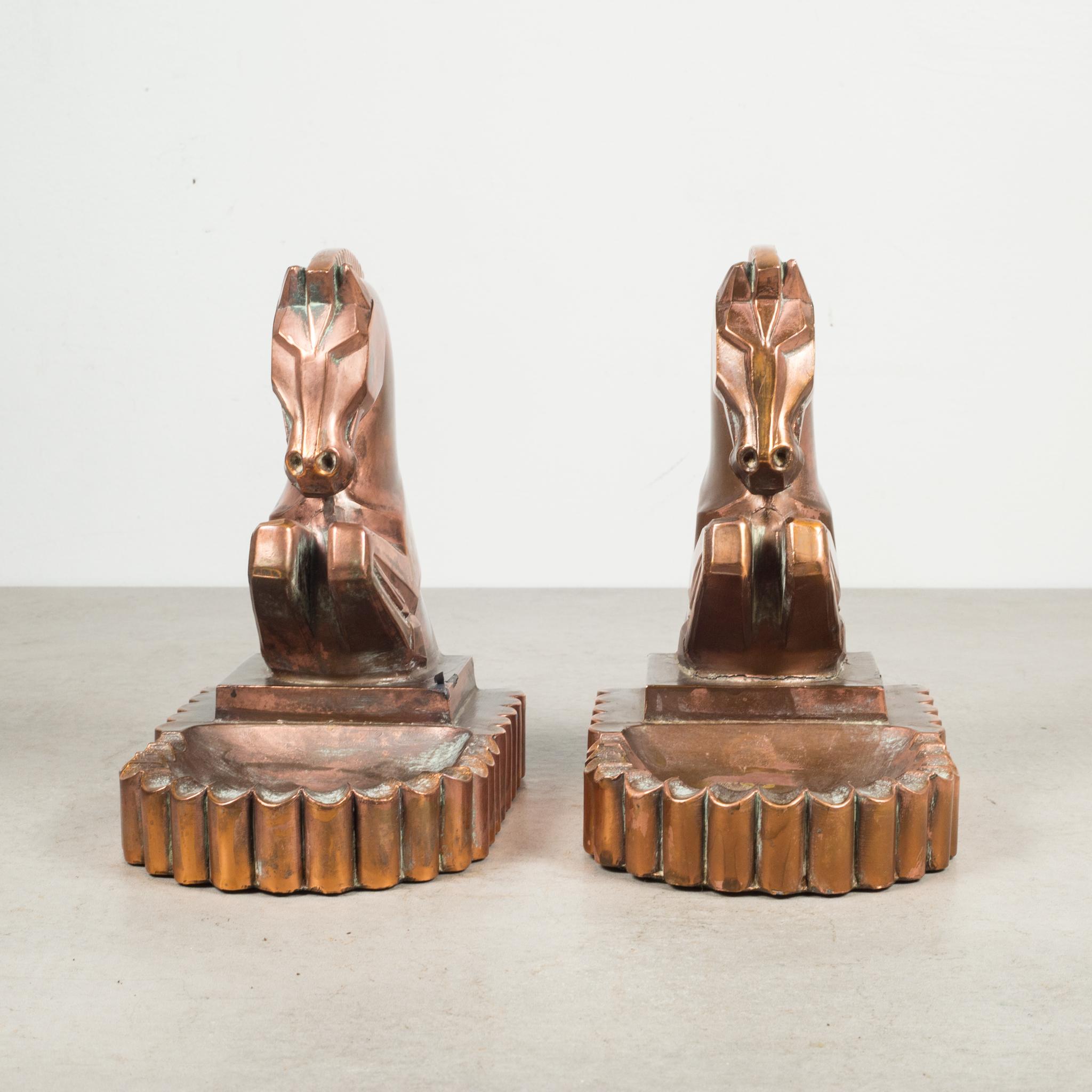 Art Deco Bronze/Copper-Plated Trojan Horse Bookends by Champion Products c.1930 In Good Condition In San Francisco, CA