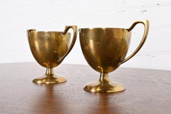 Ciotole per panna e zucchero in bronzo Art Deco di Dirilyte