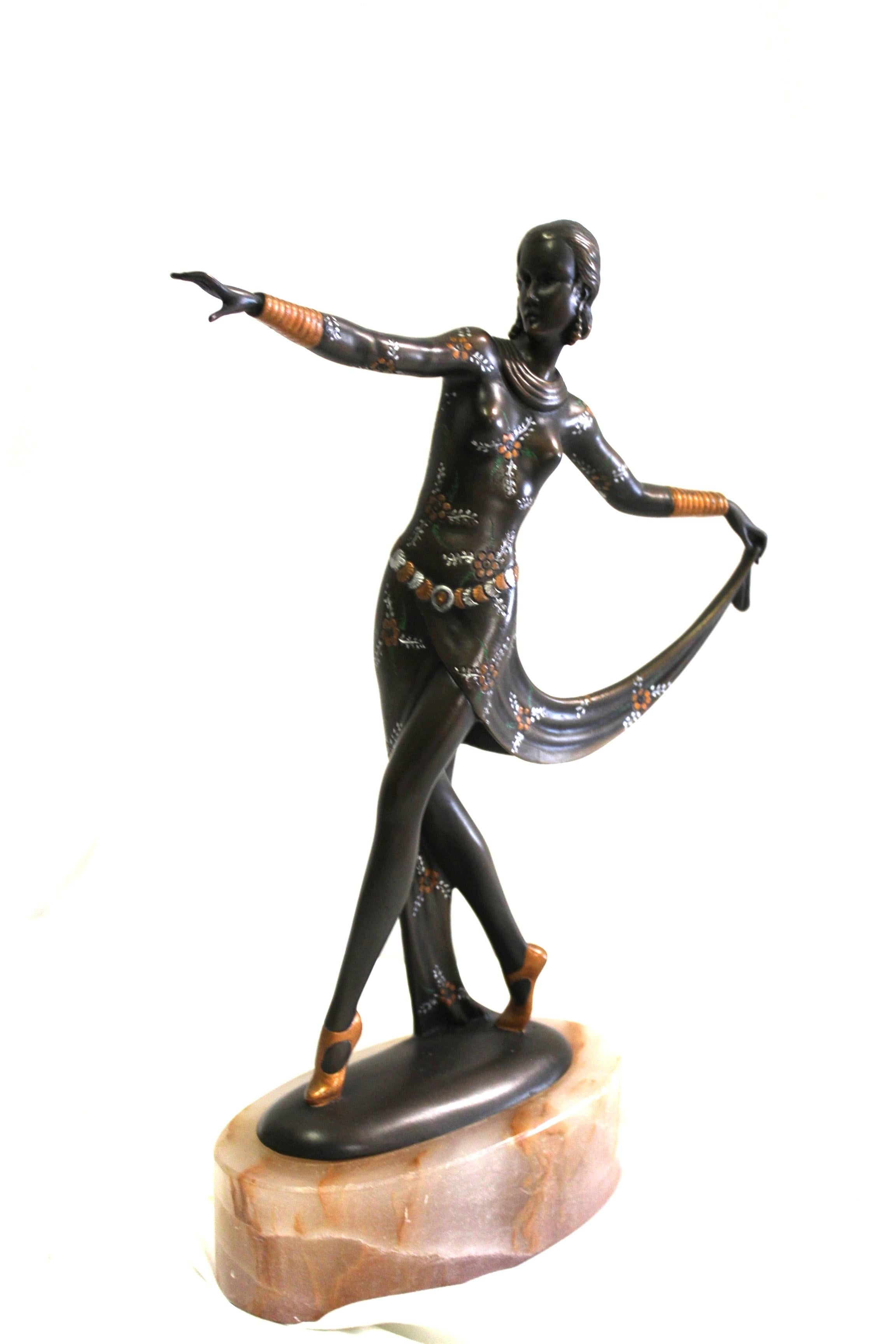 Art Deco Bronze , Dancer , England  After Lorenzl For Sale 4