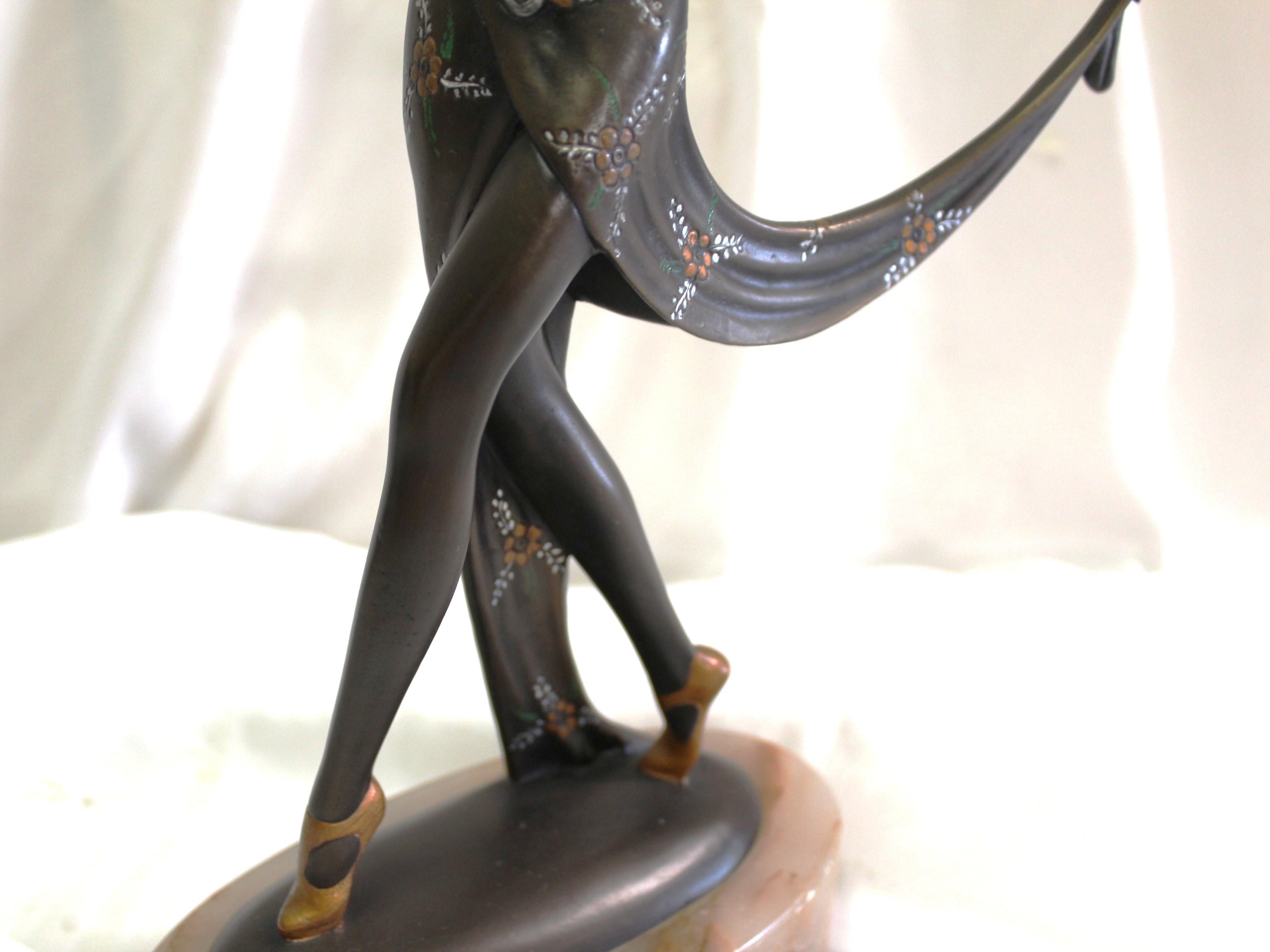 British Art Deco Bronze , Dancer , England  After Lorenzl For Sale