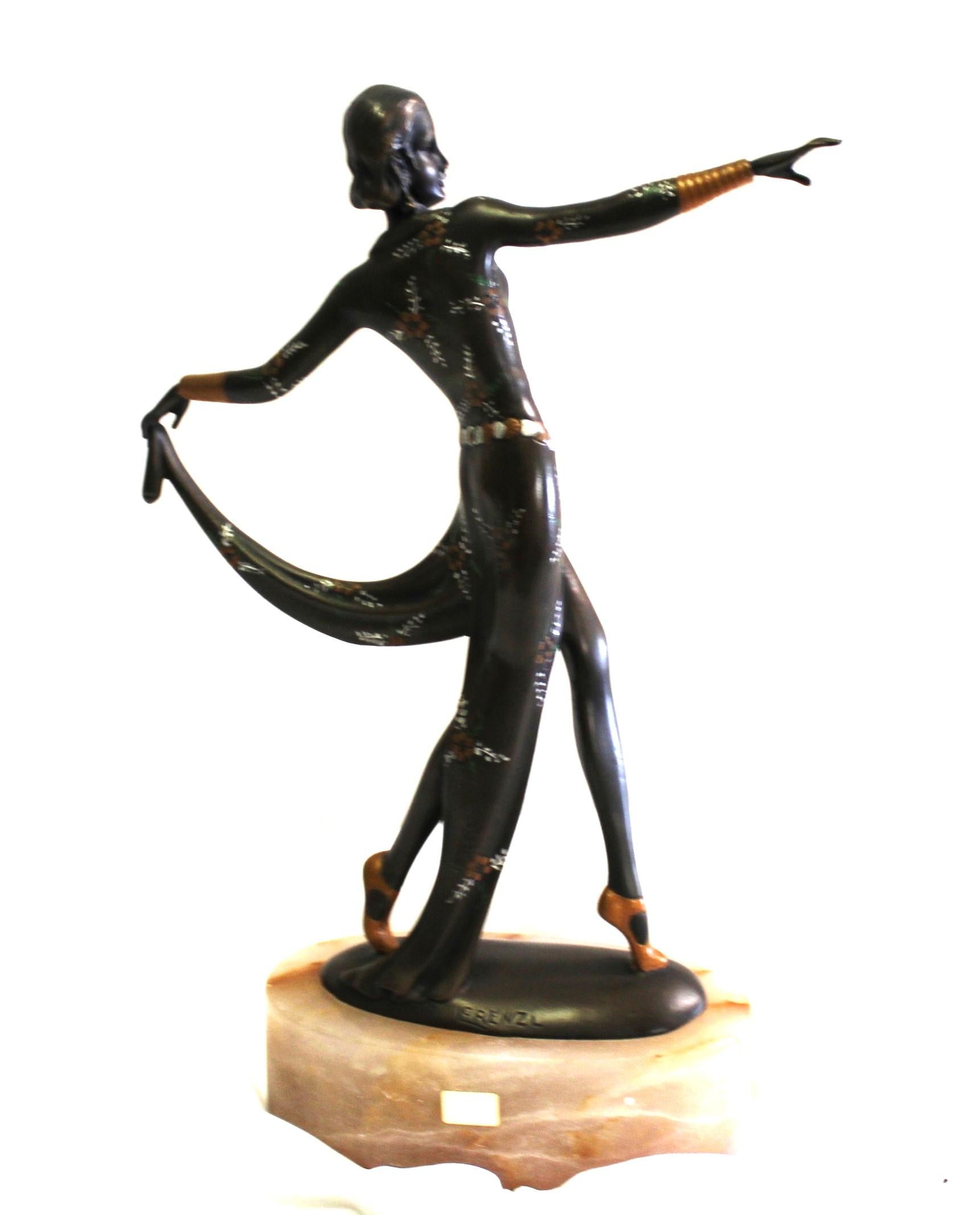 Art Deco Bronze , Dancer , England  After Lorenzl In Good Condition For Sale In Los Angeles, CA