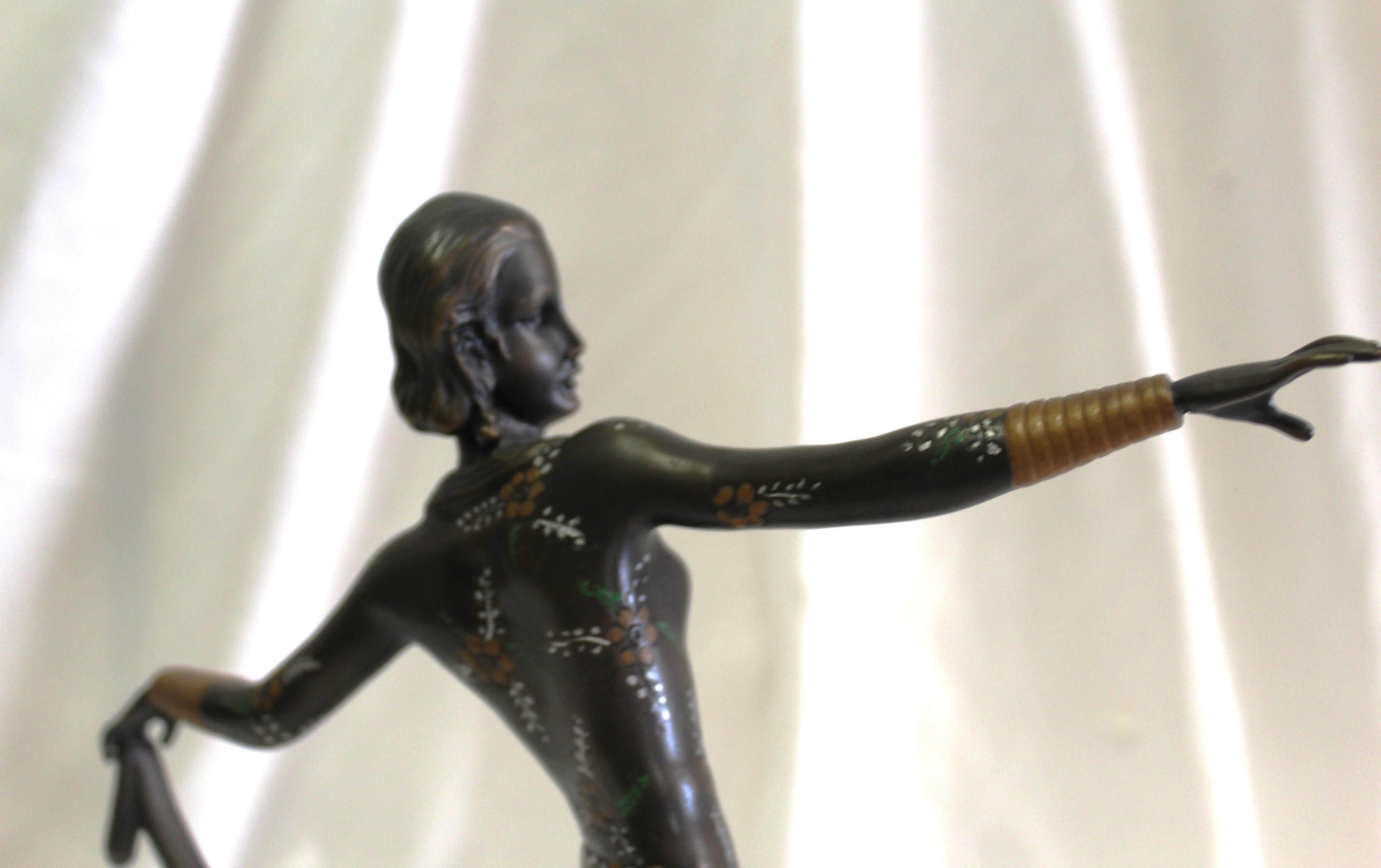 Late 20th Century Art Deco Bronze , Dancer , England  After Lorenzl For Sale