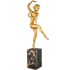 Escultura Art Déco en bronce de bailarina Matto, Marcel Bouraine & Marcel Guillemard 1930