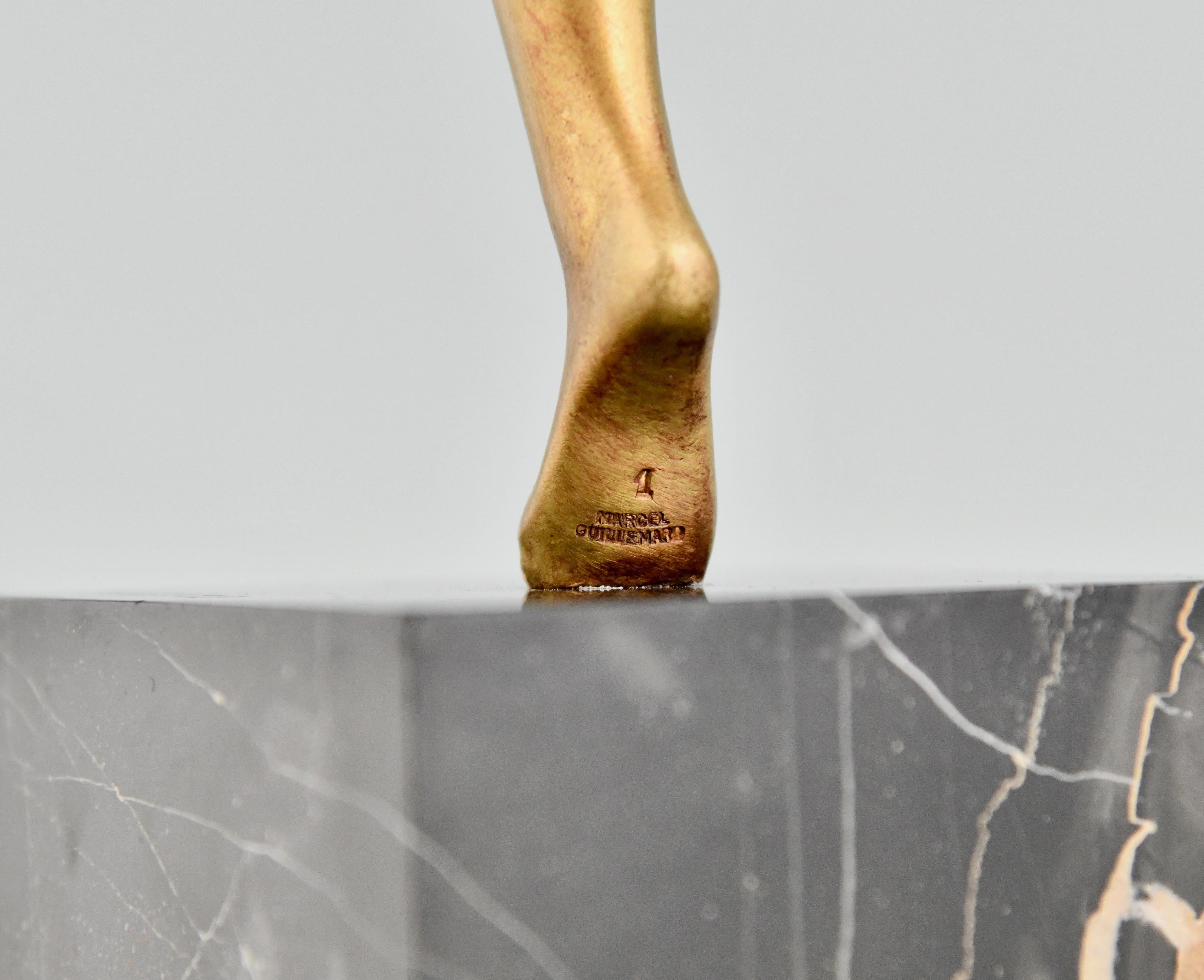 Scultura di ballerina in bronzo Art Deco Matto, Marcel Bouraine & Marcel Guillemard 1930 in vendita 1