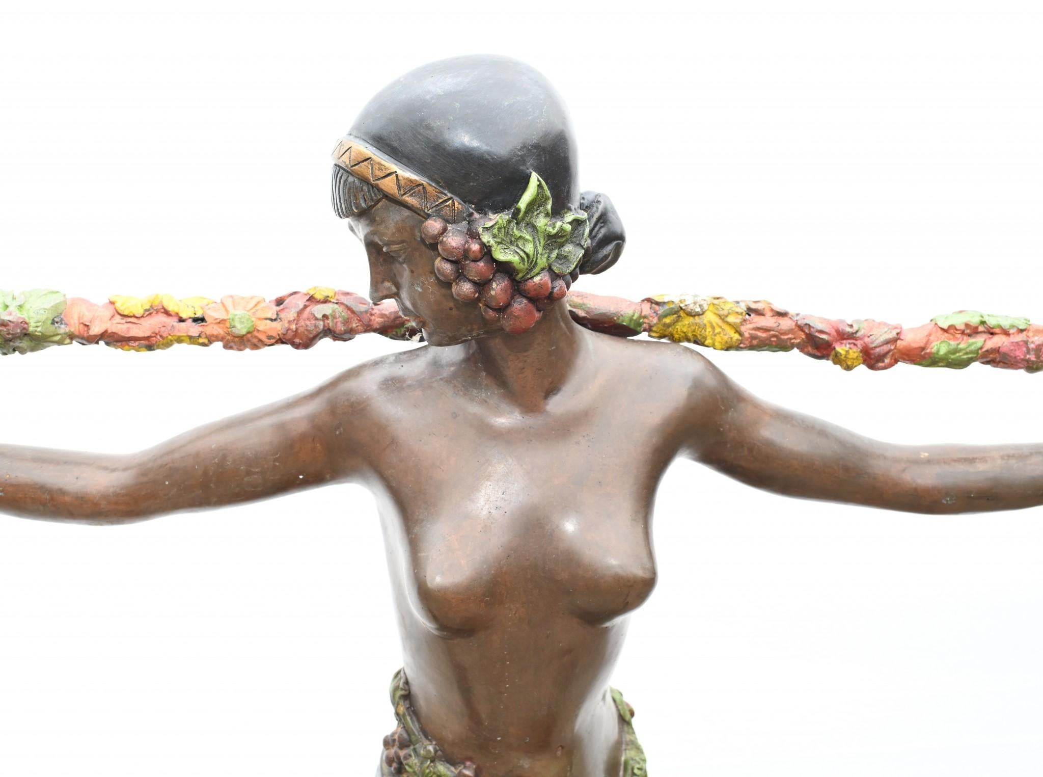 Bronzo Statua di ballerina in bronzo Art Deco Figurine 3ft in vendita