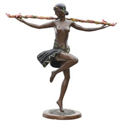 Art Deco Bronze Dancer Statue Figurine 3ft