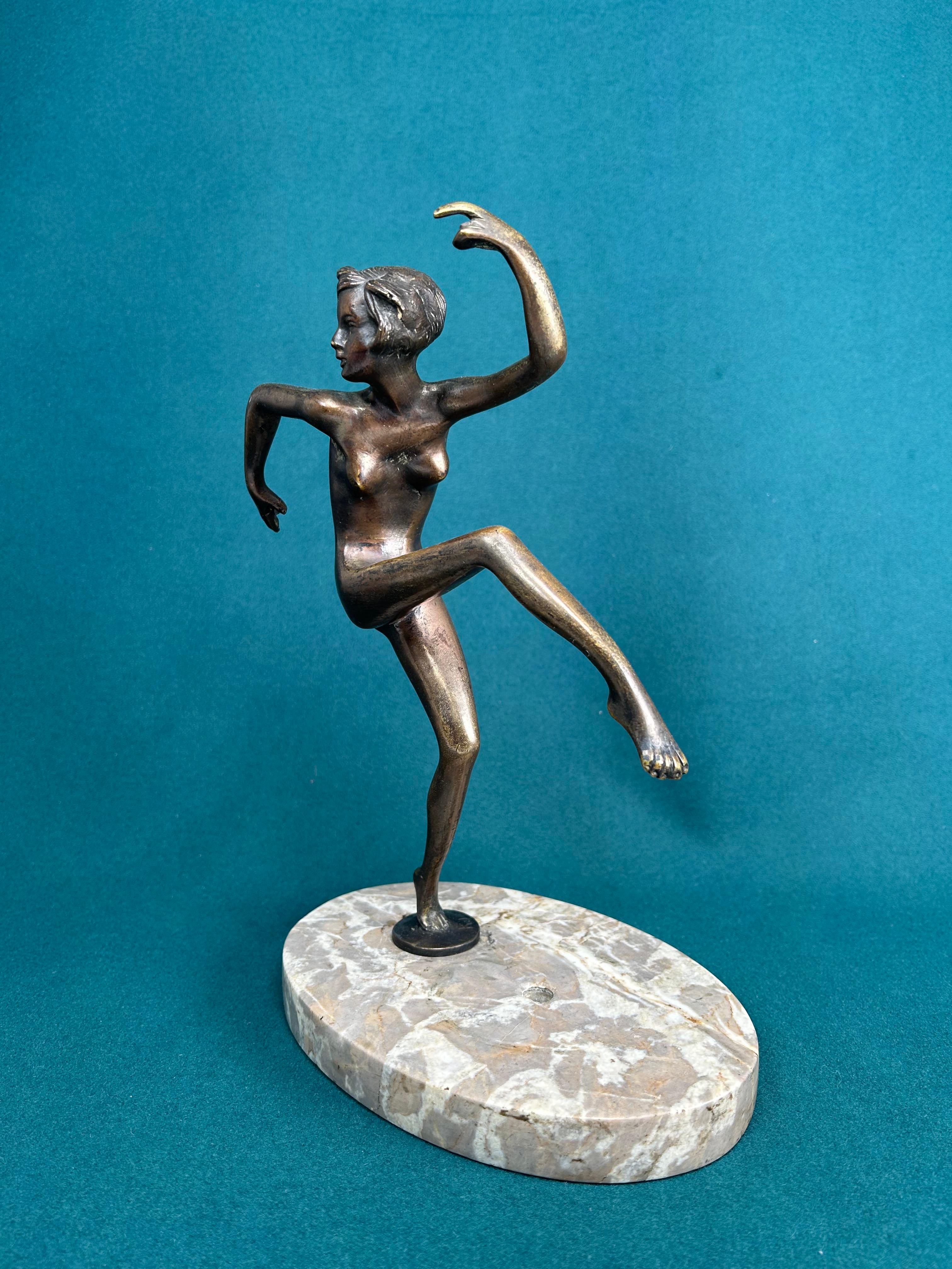 Hungarian Art deco bronze dancing girl For Sale