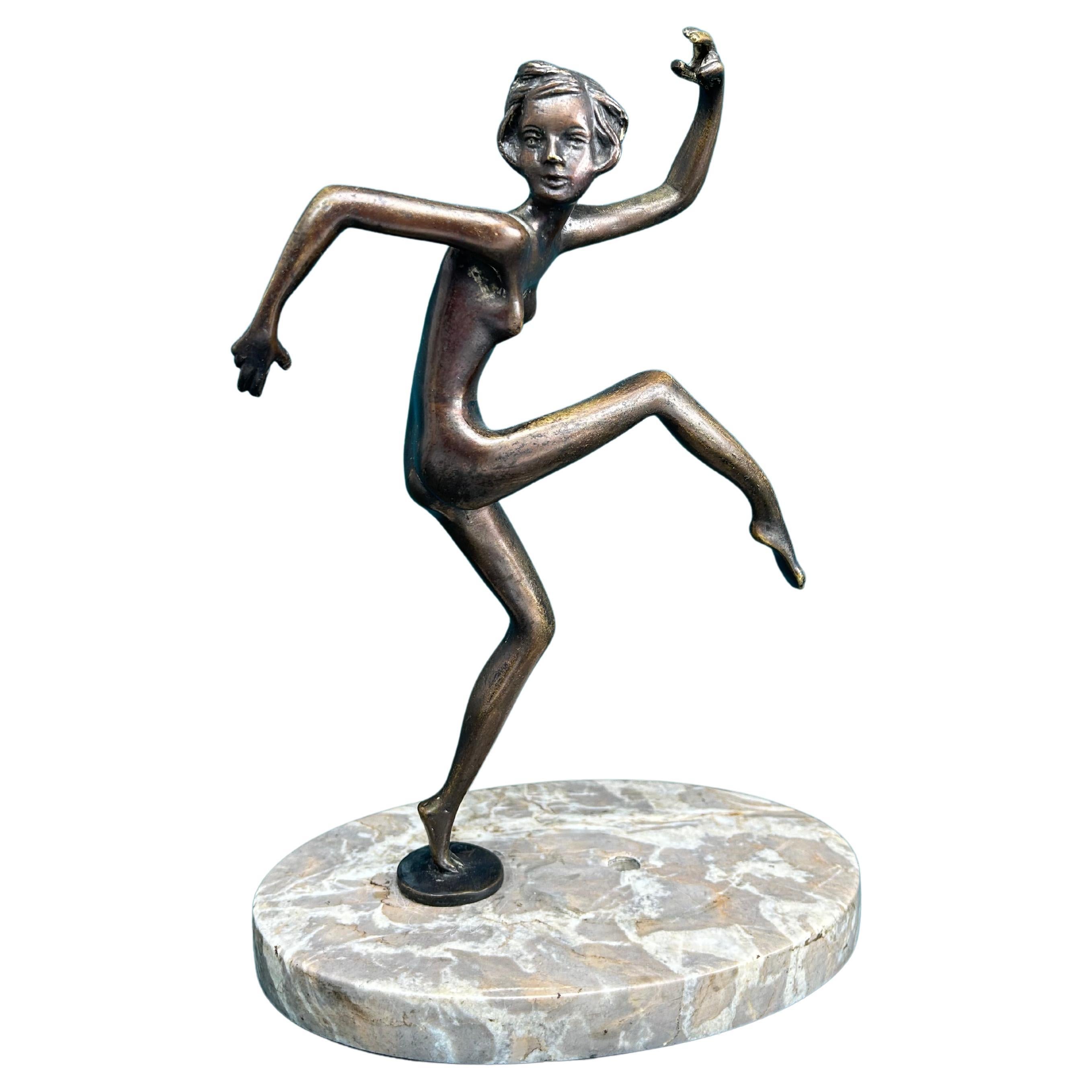 Art deco bronze dancing girl For Sale