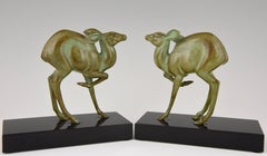 Art Deco Bronze Deer Bookends by Rischmann, France, 1925