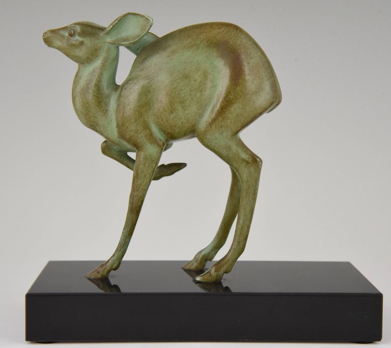 Art Deco Bronze Deer Bookends by Rischmann, France, 1925 at 1stDibs
