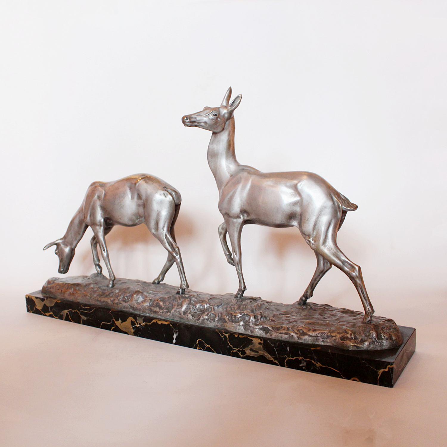 Mid-20th Century Art Deco Bronze Deer