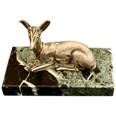 Art Deco Bronze Deer Sculpture by Georges Lavroff, 1930