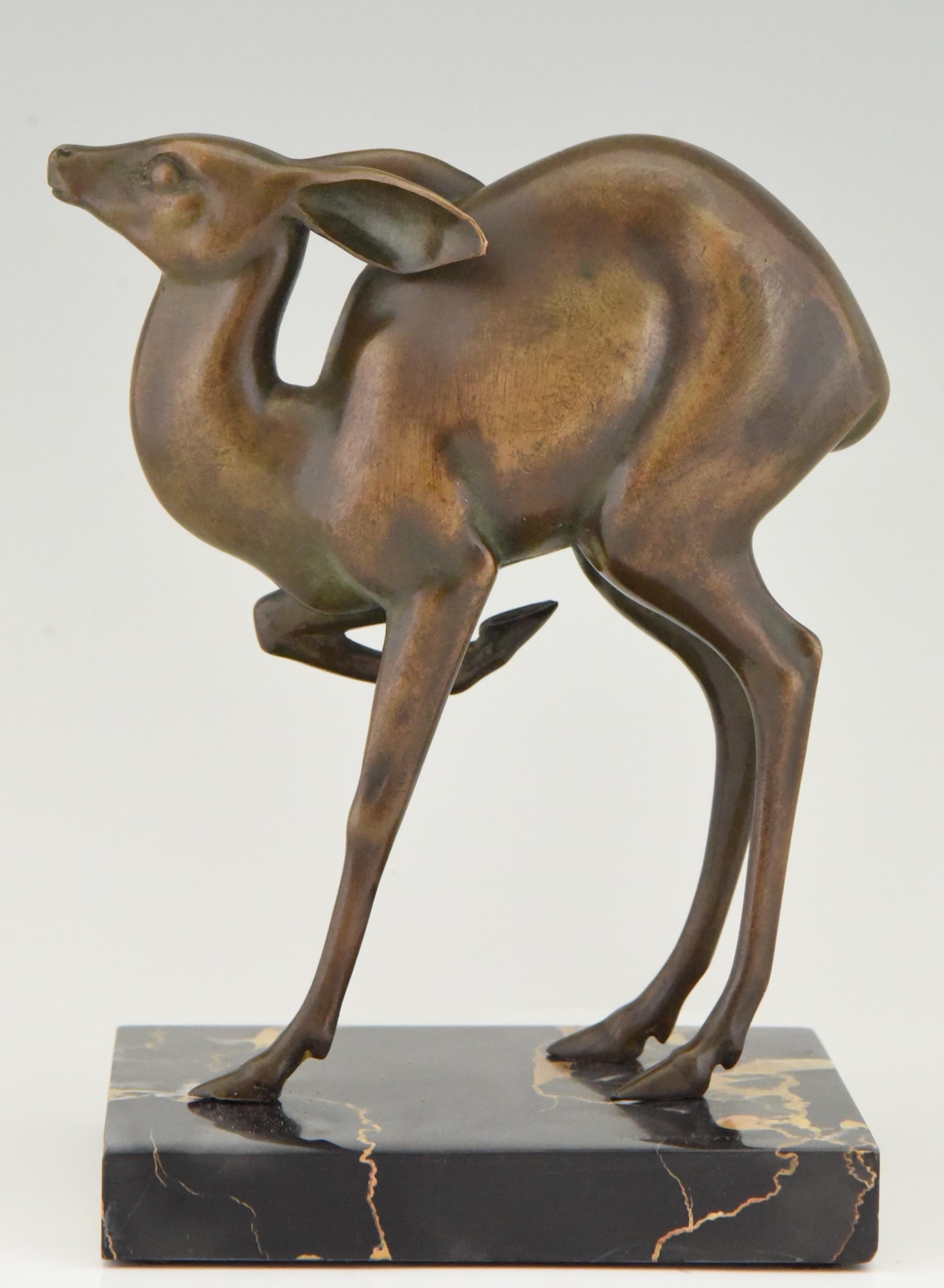 Art Deco Bronze Deer Sculpture Rischmann, France, 1925 In Good Condition In Antwerp, BE