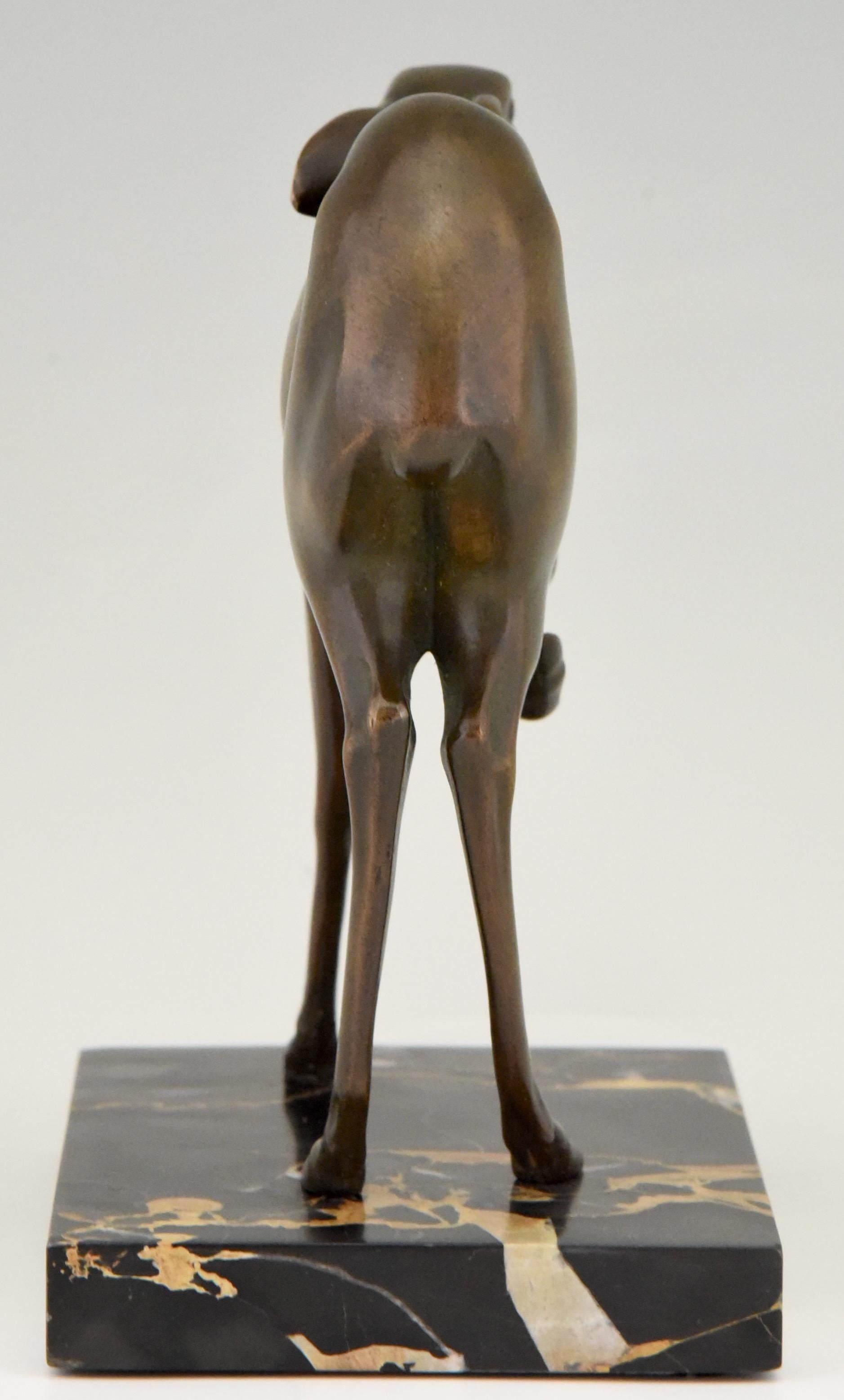 Art Deco Bronze Deer Sculpture Rischmann, France, 1925 1