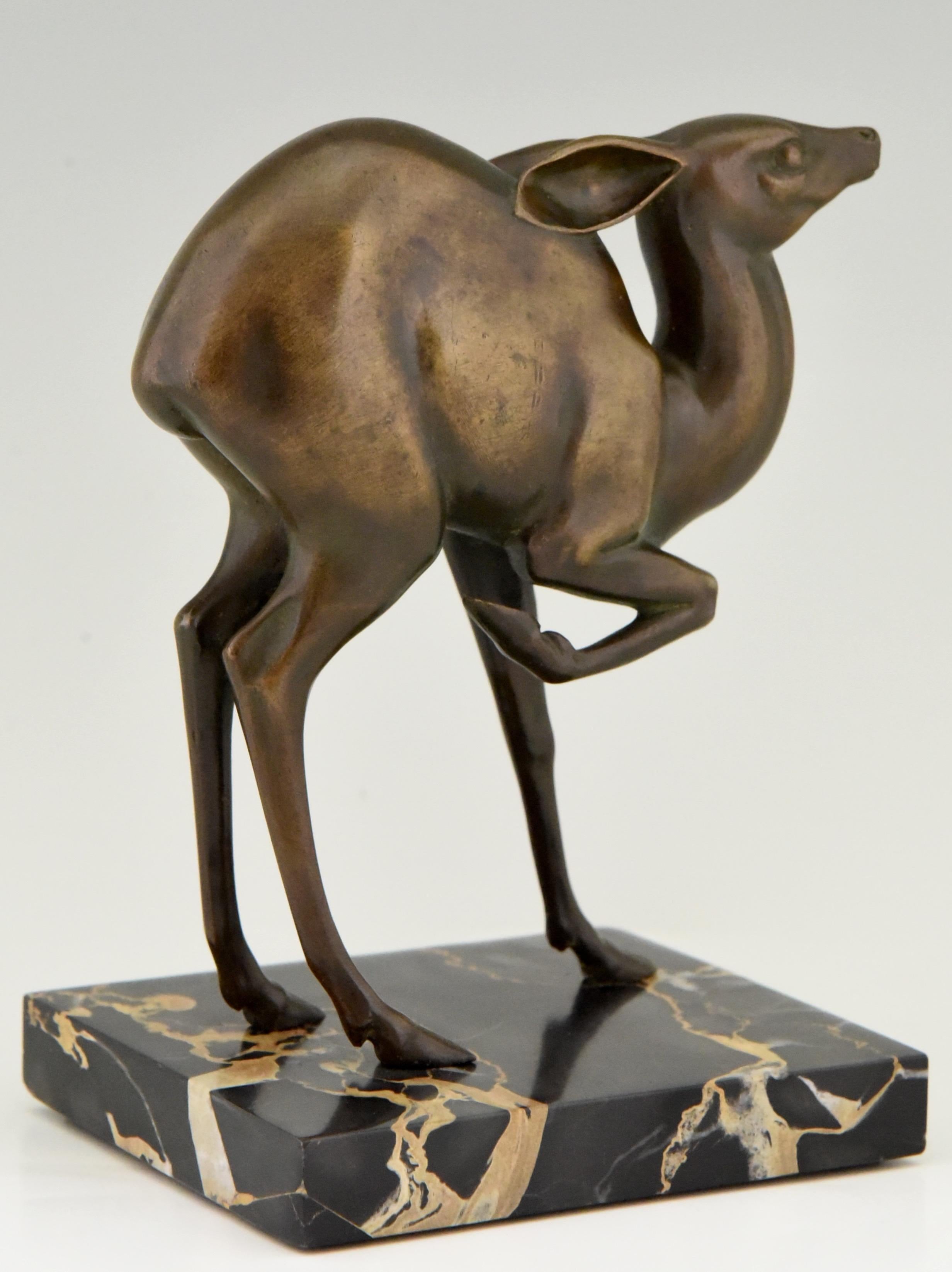 Art Deco Bronze Deer Sculpture Rischmann, France, 1925 2