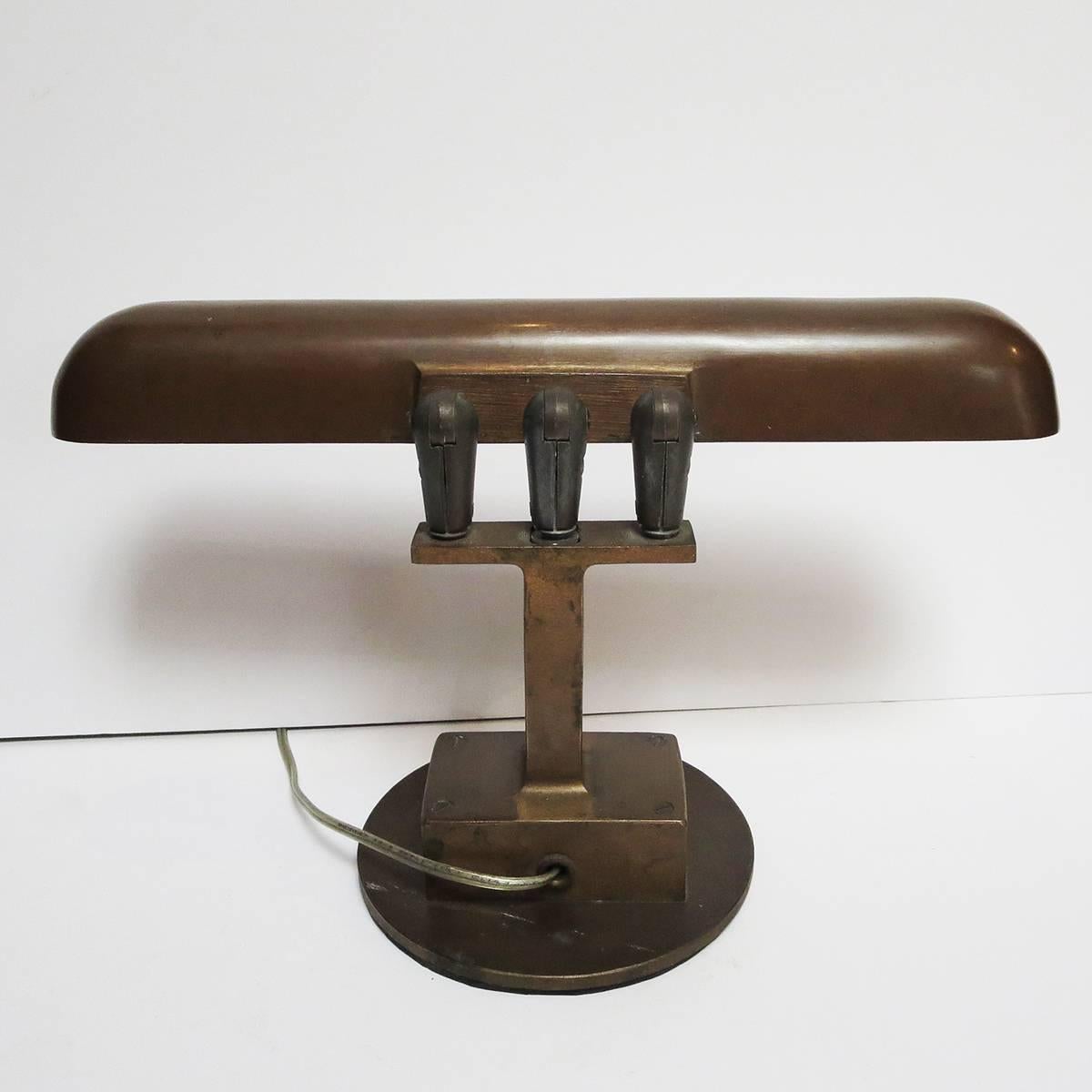 Art Deco Bronze Desk Lamp Machine Age 1