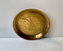 Art Deco Bronze Dish w. Sailboat by Ægte Ildfast, 1930s