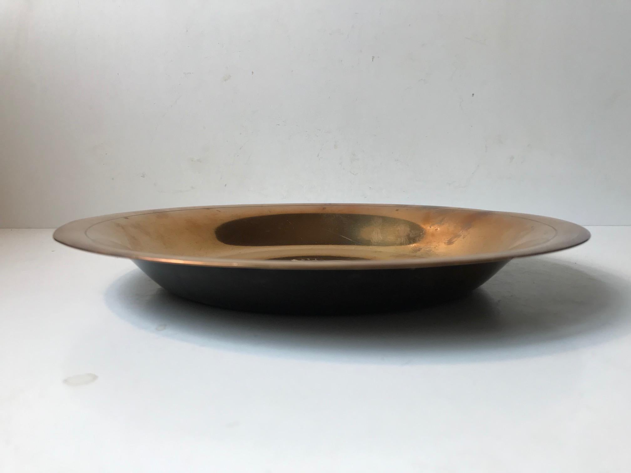 European Art Deco Bronze Dish With Grapes by Ægte Ildfast, 1930s For Sale