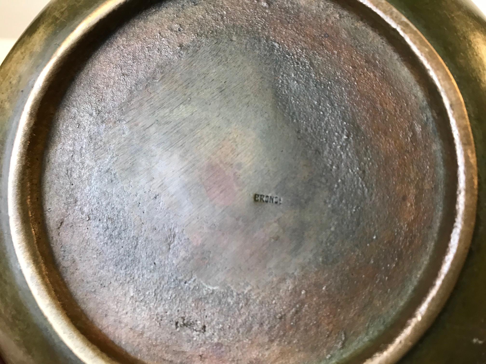 Art Deco Bronze Dish with Royal Danish Cypher, 1940s 1