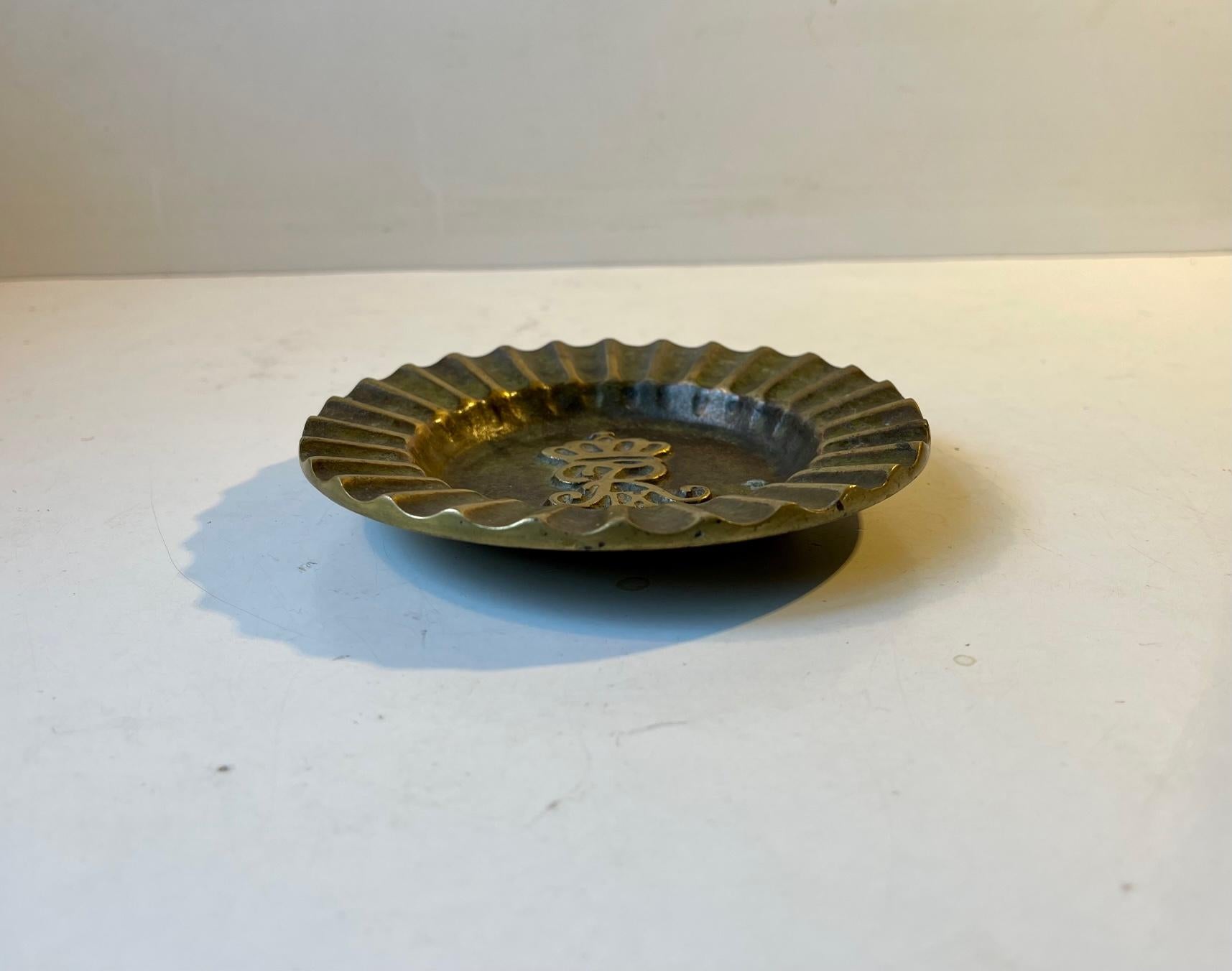 Art Deco Bronze Dish with Royal Danish Cypher, 1940s For Sale 1